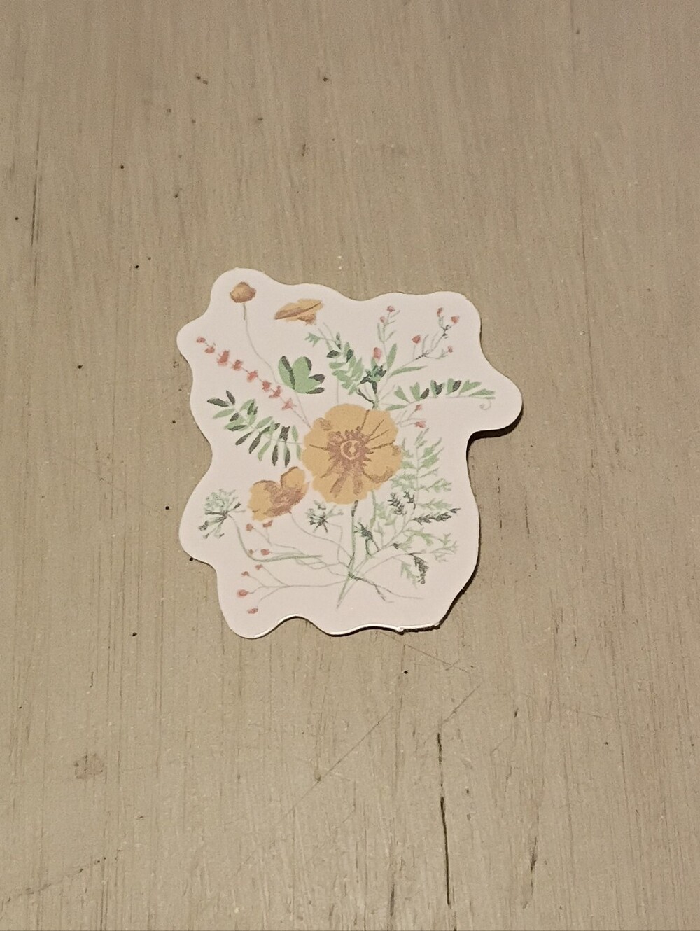 10/$10 Sticker Decal - Yellow / Gold Flowers - Green Leaves - Brand New
